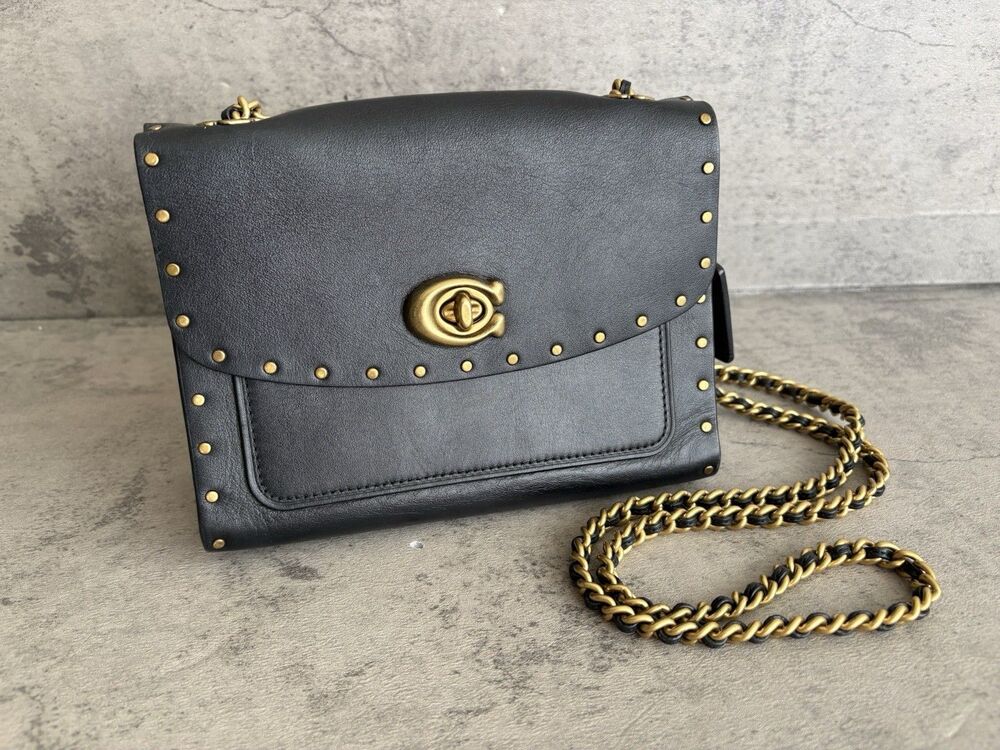 COACH 29389 Parker 18 Signature C Border Revers Shoulder Crossbody Bag Black